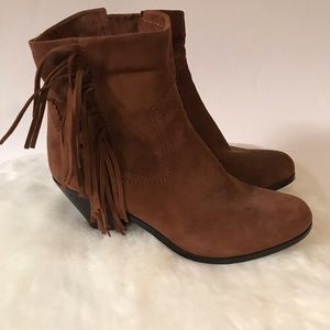 Boho Western Brown Fringe Suede Booties